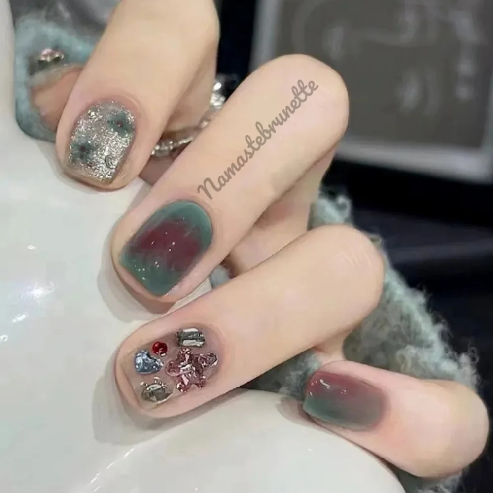 2/$16 3D Rhinestone Glitter Floral Press On Nails